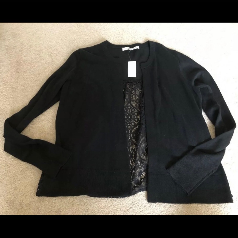 Loft Black Lace Detail Cardigan - NWT